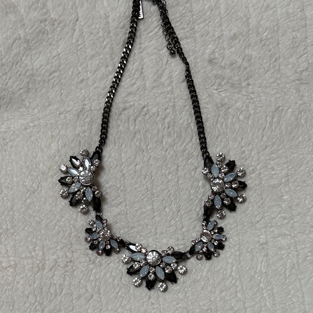 The Limited Statement Black and Silver Floral Necklace
